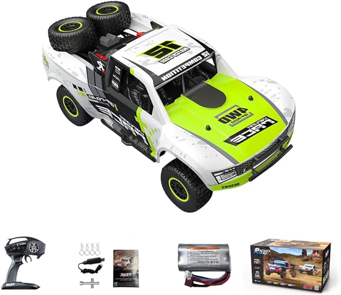 RD12 1/12 Scale 4WD Full-Proportional Brushed RC Drift Car with Gyroscope 7-Color LED Roof Light &amp Front/Rear LEDs Indoor/Outdoor Racing Car Gift for Adults &amp Teens (Green)