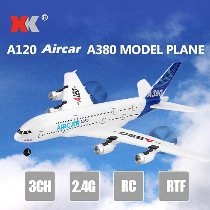 GoolRC RC Airplane WLtoys XK A120 A380 Aircar Model Plane 3CH 2.4G Remote Control Airplane EPP Fixed-Wing RC Aircraft RTF Toy for Adults
