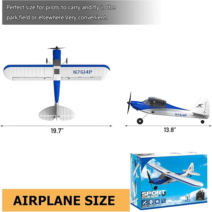 RC Plane Sport Cub 500 S2 RC Airplane RTF 4 CH Remote Control Airplane with Gyro Stabilization System&amp One Key Aerobatic Ready to Fly for BeginnersAdults