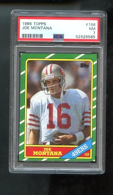 1986 Topps #156 Joe Montana San Francisco 49ers PSA 7 NM Graded Football Card