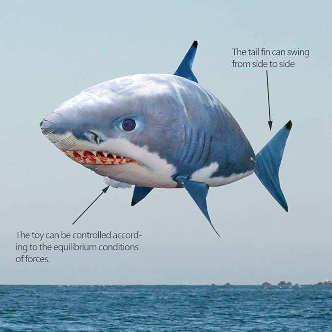 AUOK Remote Control Shark Toys Infrared RC Flying Clown Fish Balloon - Anti-Gravity Indoor Toy with Mid-Air Hovering for Fun Party Decorations &amp Gifts (Blue)