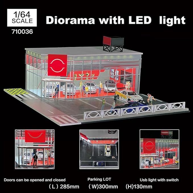 1/64 Scale Mini Building Scene Model (Cars Figures Not Included)