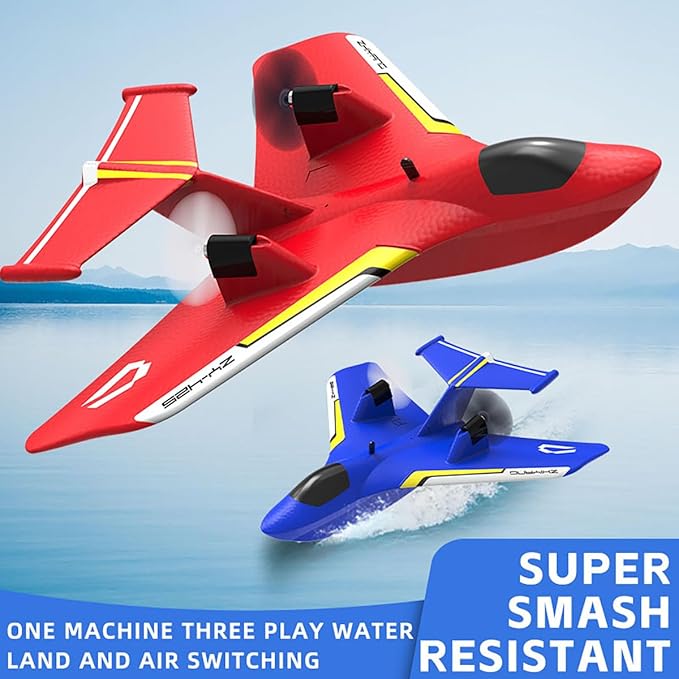 Remote Control Airplanes for Kids 2.4Ghz RC Water Plane Gifts for Boys Age 8-13 Year Old Easy to Fly Mini Glider with Gyro/Lights/2 Batteries Cool Toys for Birthday Christmas(Red)