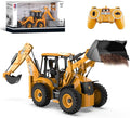 RC Backhoe Wheel Loader 2.4G Fully Functional 1/20 Remote Control Excavator Bulldozer Back Hoe Truck Tractor Digger Heavy Duty Construction Vehicle Engineering Trucks