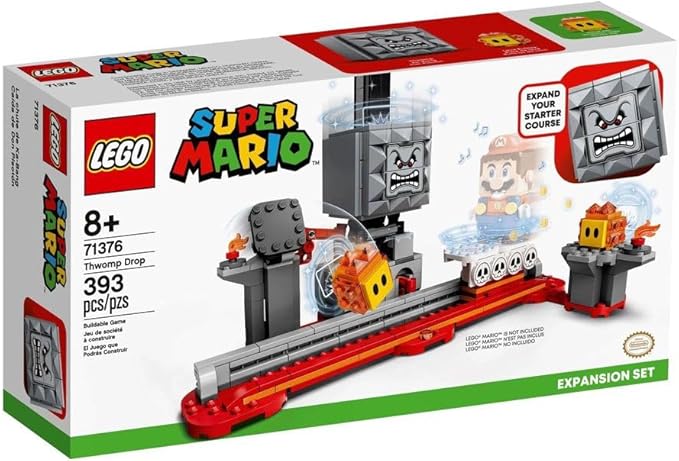 LEGO Super Mario Thwomp Drop Expansion Set 71376 Building Kit Collectible Playset for Creative Kids to Add New Levels to Their Super Mario Starter Course (71360) Set (393 Pieces)