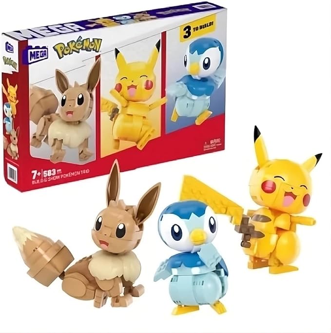 MEGA Pokémon Building Toy Kit Build &amp Show with 3 Action Figures (583 Pieces) for Kids