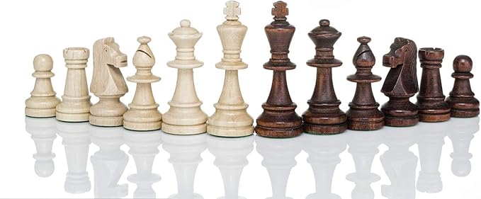 Staunton No. 6 Tournament Chess Pieces - Wooden Standard Chessmen - Weighted Felted - Standard Size…