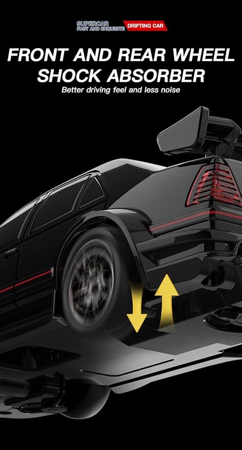 KF30 1/43 Mini RC Drift Car 2.4G Full-Proportional 4WD RC Racing Car Model with LED Lights and Gyro RTR (Black)