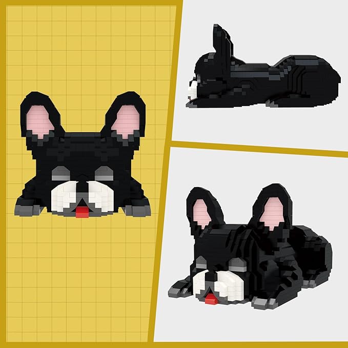 Larcele Micro Building Blocks Set DIY Mini Building Toy Bricks for Age Over 12 Years 1045 Pieces KLJM-02 (French Bulldog)
