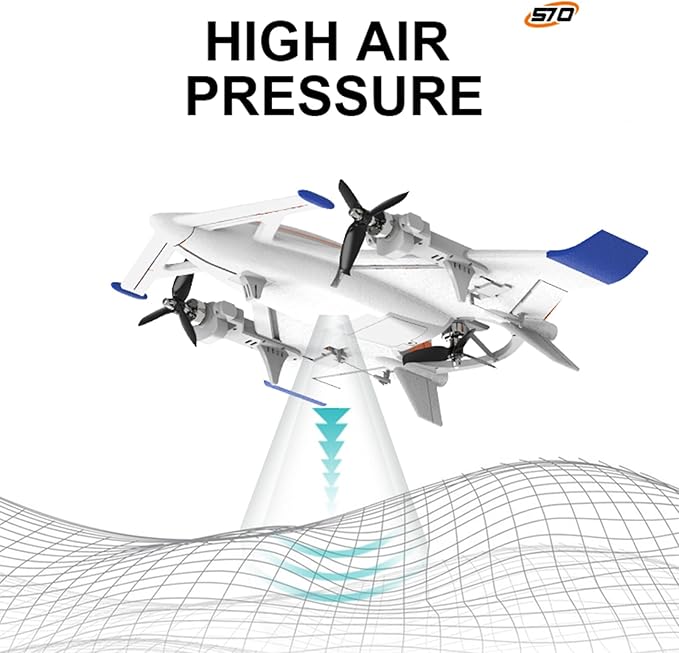 QIDI 570 RC Airplane 2.4Gh 6CH RC Glider Fixed Wing Aircraft 3 Flight Models Brushless RC Helicopters Vertical Takeoff RC Glider (Blue)