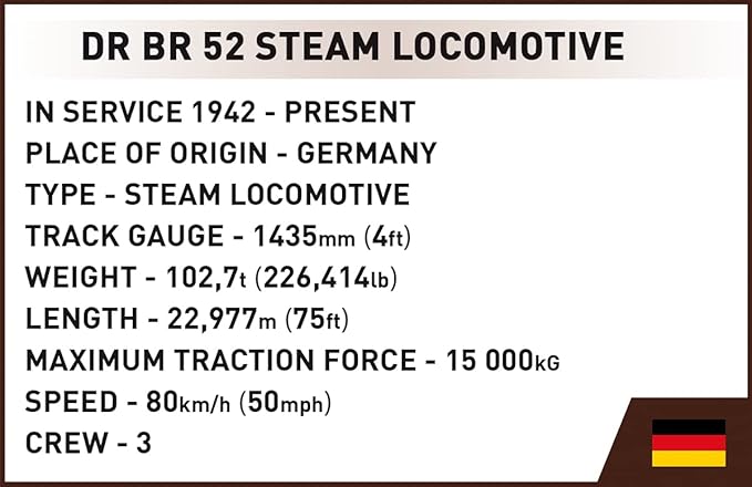 COBI Historical Collection DR BR Class 52 Steam Locomotive Building Set 2505 Pieces