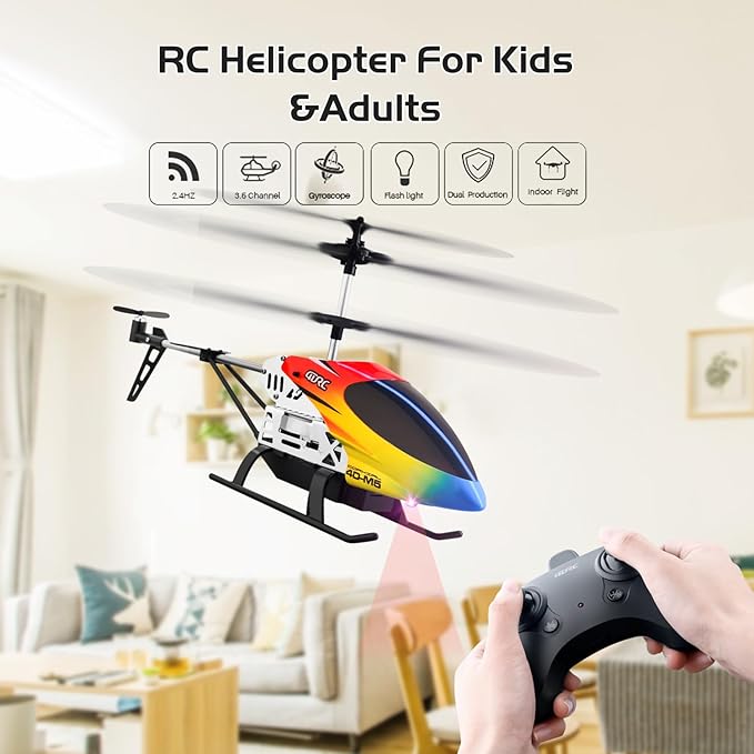 4DRC M5 RC Helicopter for Kids 3-12 and Beginners Remote Control Helicopter with Altitude Hold 2 Batteries with 30Mins FlightWhole Alloy Toy for Boys Girls Indoor Gift