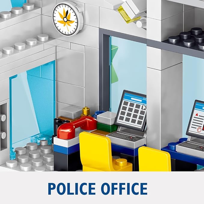 MindBox Police Station Building Blocks Set 800pcs Building Toy with ShipBoat &amp Helicopter for Boys 8+