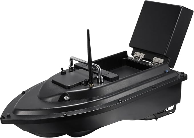 RC Fishing Bait Boat with 2 x 5200mAh Batteries &amp Carrying Bag 1640FT Remote Range 3.3LB Load Capacity Speed Cruise Night Lights – Remote Control Carp Bait Boat (Black)