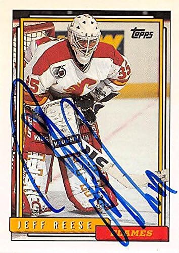 Sports Memorabilia Autograph Warehouse 224162 Jeff Reese Autographed Hockey Card - Calgary Flames FT 1992 Topps - No. 385