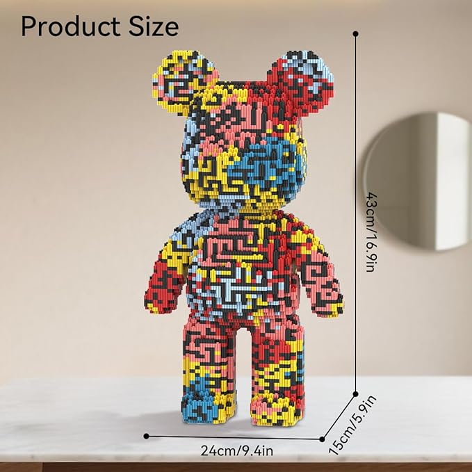 DAHONPA Maze Pattern Bear Micro Building Blocks Set (7250 Pieces) Bear Bricks Set Creative Home &amp Office Decor Gift for Adults and Kids
