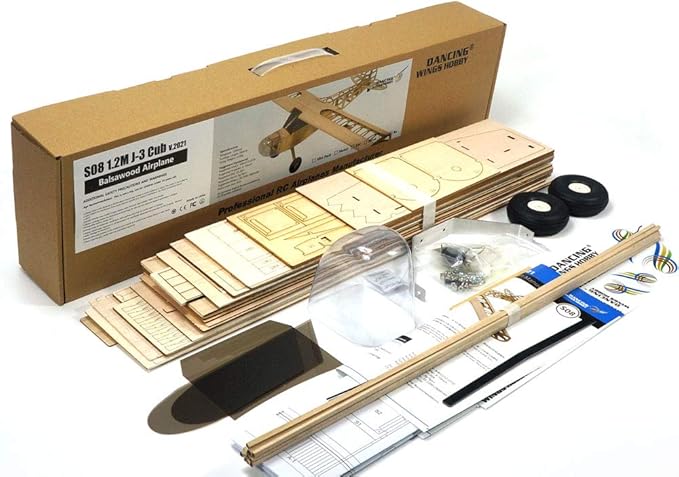 Viloga Piper J-3 Cub Balsa Wood Model Airplane S08 J3 Laser Cutting 46 Wingspan Fly Aircraft Model Kit DIY RC Plane Kit for Adults