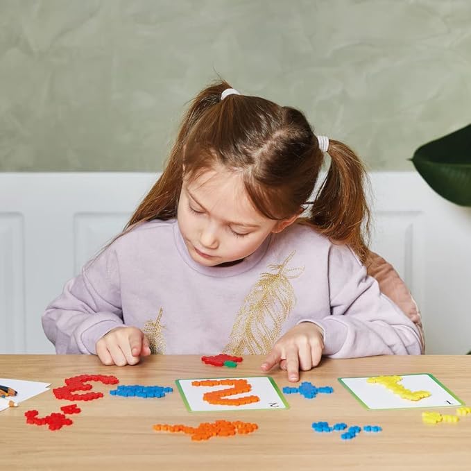 PLUS PLUS - Learn to Build ABC &amp 123 - 400 Pieces 40 Flash Cards - Construction Building STEM / STEAM Toy Interlocking Mini Puzzle Blocks for Kids
