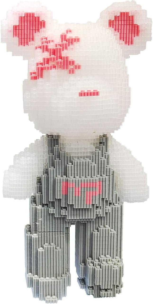 Gray Glowing Bear Building Blocks (2850 PCS) 3D Micro Animal DIY Bear Building Blocks for Adults &amp Teenager Creative Toys Ideal Gift for Family &amp Friends