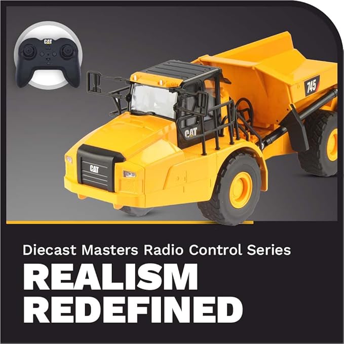 Diecast Masters 1:24 Scale Radio Control Caterpillar 745 Articulated Truck - 25004 - Fully functioning with Sound &amp Light Functions - Dump Bed and Wheel Movements - Radio Control Series