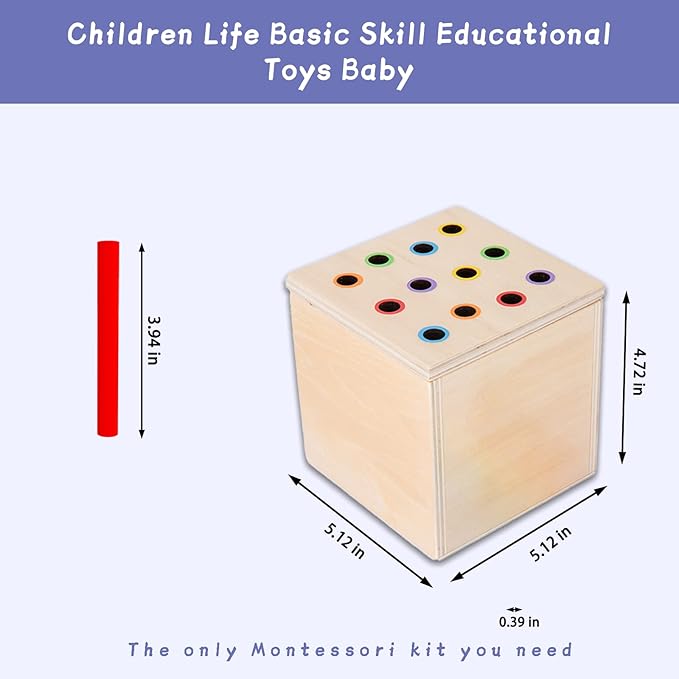 Adena Montessori 4 in 1 Wooden Play Kit Baby ToysObject Permanence BoxMatchstick Color Drop GameCarrot Harvest and Coin BoxBall Drop Toy for Kid 123 Year OldGirl Boy Gift for Baby 6-12 Month