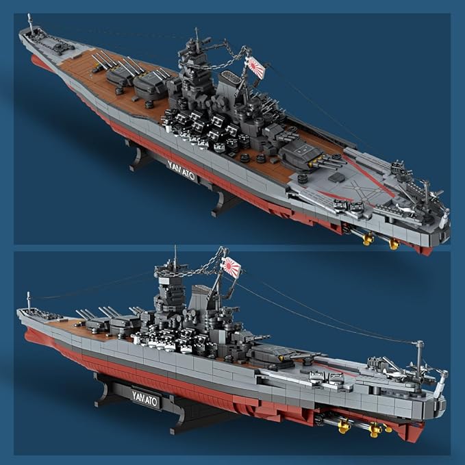 MISINI M7001 1:300 Japanese Yamato Battleship Building Blocks Set 2569 Pieces WWII Navy Ship MOC Toy Excellent Battleship Model Building Gift and Collection for Military Enthusiasts and Adults