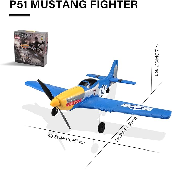 jaming RC Plane 4 Channel P-51D Mustang Fighter for Adults and Kids4 Channel Remote Control Airplane RTF with 6-Axis Gyro3D Aerobatics2.4GHz Radio Controlled Aircraft for Beginners