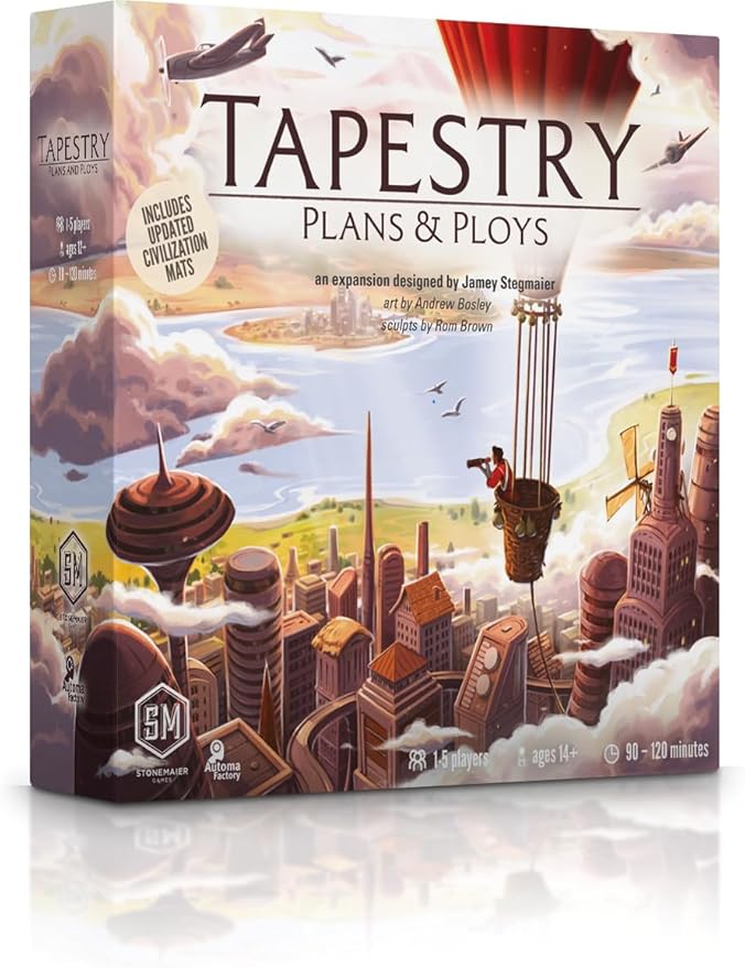 Stonemaier Games: Tapestry: Plans &amp Ploys Expansion by Jamey Stegmaier | Add to Tapestry (Base Game) | New Civilizations Achievements Tapestries and Landmarks | 1-5 Players 120 Mins