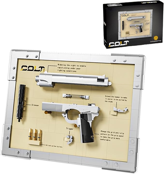 Colt Building Blocks Gun Sets Exquisite Decorations for Home and Office Model Guns Collection Toy Building Bricks - Creative Gift for Adults Teens and Militarily Toy Lovers 603 Pieces