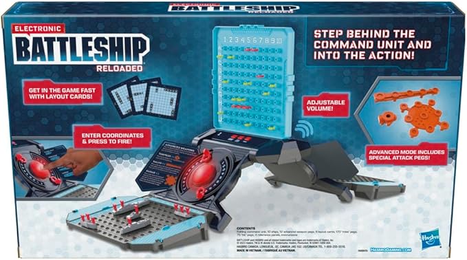 Hasbro Gaming Electronic Battleship Reloaded Board Game Naval Combat Strategy Game with Sounds Lights Special Attacks Ages 8 and Up 1-2 Players