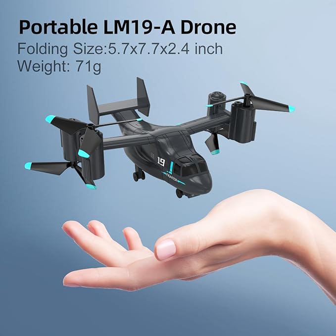 LM19-A Drone with HD Camera for Beginners WiFi Live Video Remote Control Airplane Easy &amp Ready to Fly RC Plane RC Quadcopter Gift Toy for Boys Girls age 14&amp Adults 2 Batteries (LM19-A RC