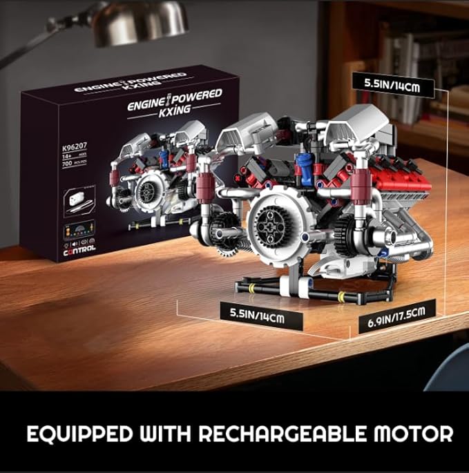 V8 Engine Building Blocks Sets - Build Your Own STEM V8 Model Engine Mini V8 Engine Kit for Adults Creative Birthday Gift Toy for Teens (700 PCS)