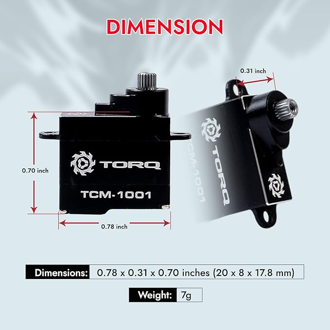 Helidirect TORQ Servo Coreless Micro Servo for Losi Micro B Upgrades Mini Z 1/27 1/28 RC Cars Brushed Mini RC Buggy 1/24 Scale Accessories High Torque Precision Scale (TCM-1001 with Car Horn &amp Mou