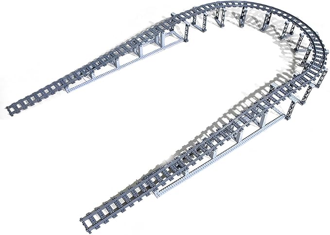 212 Pcs City Train Tracks Building Block Set Compatible with LegoTrain Tracks Accessories SetTrain Track Bridge Uphill and Downhill Set