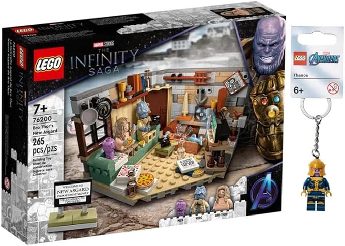 Lego Marvel Studios 76200 The Infinity Saga: Bro Thor's New Asgard + Thanos Keychain Exclusive Bundle