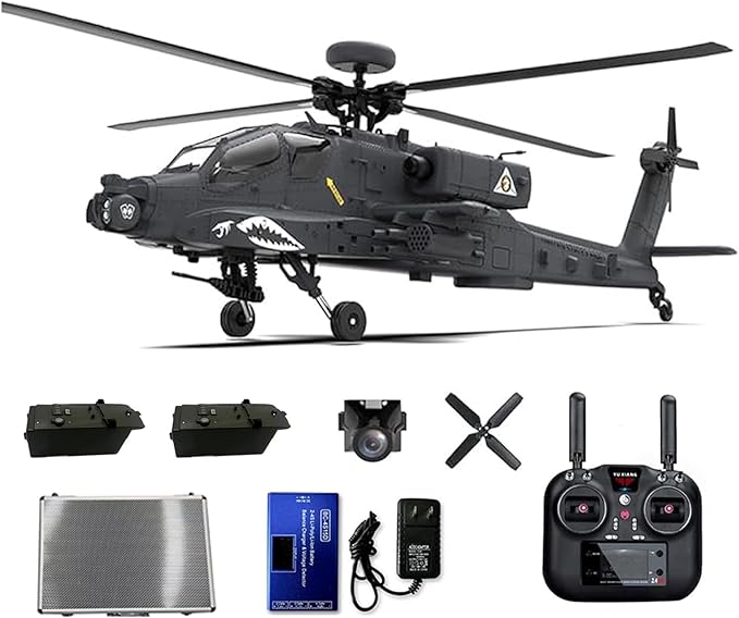 1/32 F11-S AH64 Apacche RC Helicopter 2.4G 6CH RC Dual-axis Co-Drive Flybarless 6G/3D Stunt Airplane Model with GPS and Camera (RTF Version)
