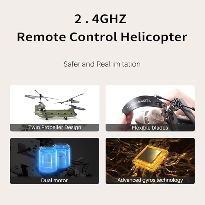 Remote Control Helicopter S026H Military Transport RC Helicopters with Altitude Hold One Key Take Off/Landing LED Light Low Battery Reminder Gyro RC Army Helicopter for Beginners