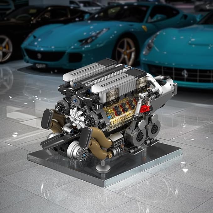 Mould King 10131 W16 Engine Building Blocks Sets V8 Engine Model kit That Run Build Your Own STEM Model Engine 16-Cylinder Car Engine Building Engineering Toys(952+PCS)