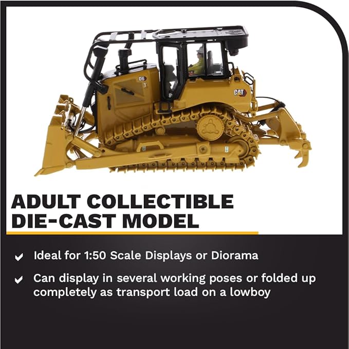 Diecast Masters CAT Caterpillar D6 Track Type Tractor Dozer with SU Blade and Operator High Line Series 1/50 Diecast Model 85553