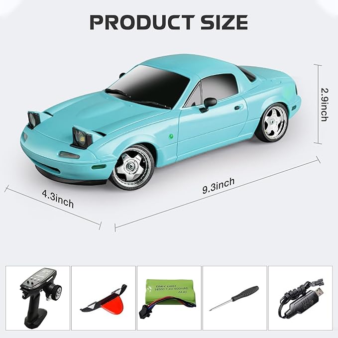 1/18 RC Drift Car LD1804 Mini Mazda MX-5 Remote Control High Speed Drifting Car RTF 2.4GHz RWD Miata RC Vehicles with Gyro LED Lights for Toy Gifts