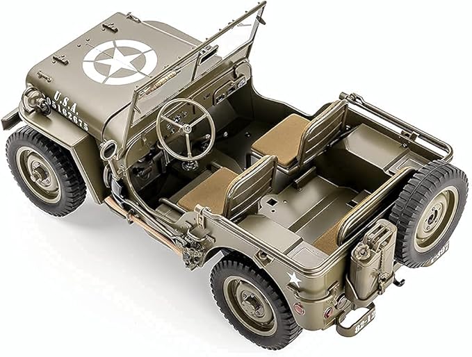 FMS Rochobby RC Car 112 1941 MB Scaler Willys Jeep Remote Control Crawler Military Truck 4x4 Offroad Vehicle with Transmitter Battery and Charger Small RC12001RTR Hunter Green