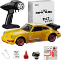 911 Series RC Drift Car 1:43 Scale Mini Model with Alloy Build – Door-Opening Function Gyro Auto Calibration LED Underglow for Hobbyists &amp Collectors（Yellow）