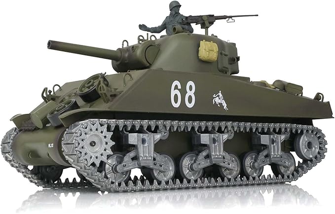 Heng Long US in Stock 1/16 Customized Pro Version 7.0 M4A3 Sherman RC Tank 3898 Barrel Retractable Idle Smoking 360° Rotating Turret Infrared Combat Lifting Barrel Light Sound BB Shooting