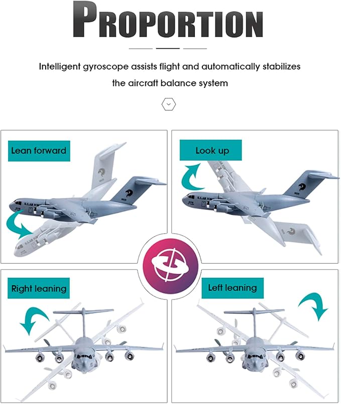 RC Plane Remote Control Airplane 2 Channels RC Airplane C-17 Military Transport Aircraft 2.4GHz EPP Foam Fixed-Wing RC Glider with Gyro and 2 Batteries Easy to Fly for Beginners