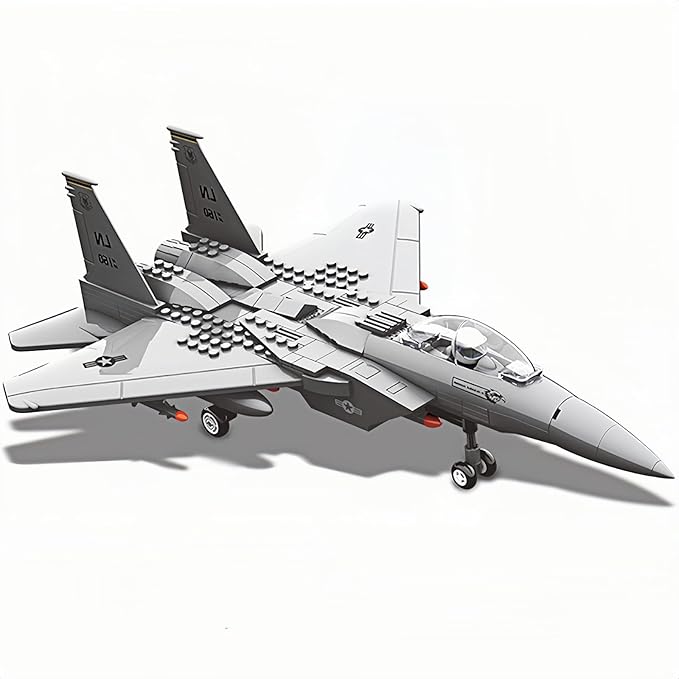 Military F-15 Eagle Fighter Jet Compatible with Lego 270 Pieces Toy Plane for Kids 10+ and Adults Army Airplane Toys for Military Fans