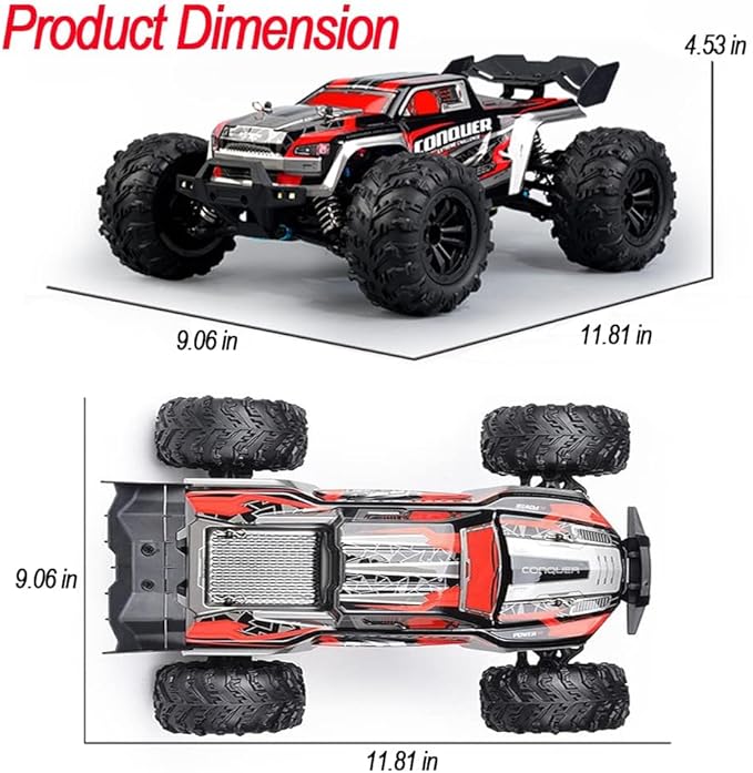 idedraw RC Cars 1:16 Scale Remote Control Car 50 KMH High Speed Fast 4WD RC Truck for Kids Adults Boys 2.4 GHz All Terrains RC Buggy Off-Road Drift RC Monster Trucks with 2 Batteries (Red)