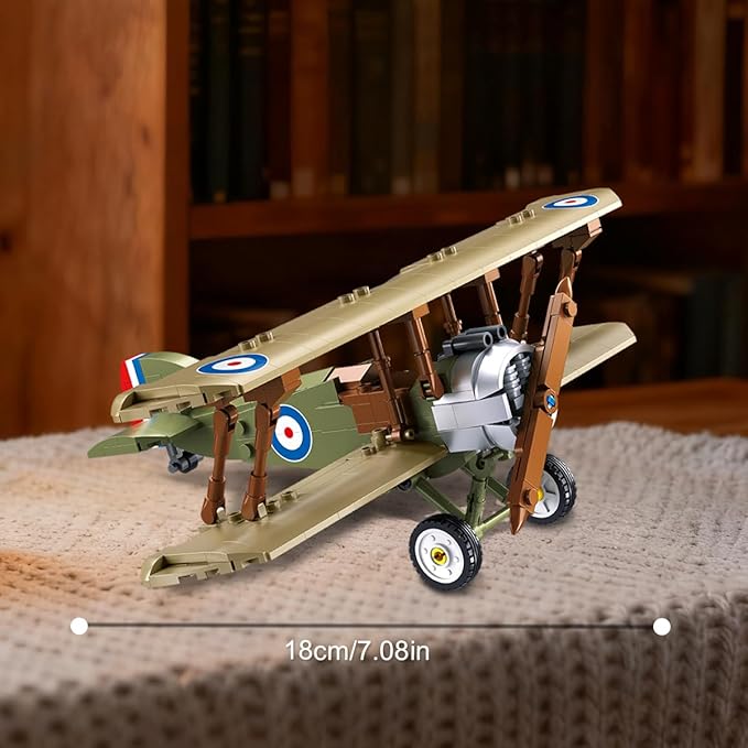DAHONPA Sopwith Camel Building Block Plane Set Airplane Model 293 Pieces Toy Military Model Decor Gift for Kids and Adults
