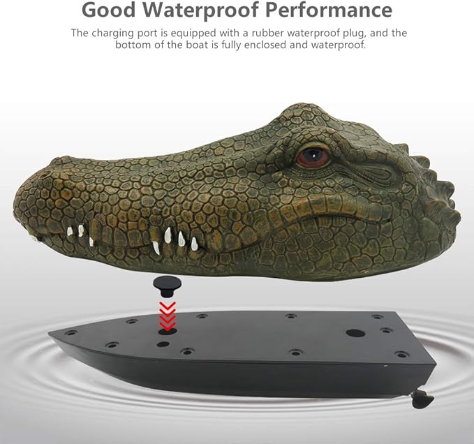 GoolRC Flytec V002 RC Boat 2.4G Remote Control Electric Racing Boat for Pools with Simulation Crocodile Head Spoof Toy
