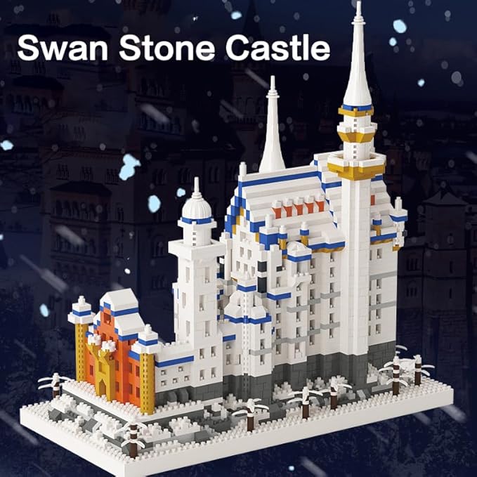 2801Pcs Swan Castle Architecture Micro Building Bricks Model Kit for Adults – Detailed Architectural Display Model – Ages 14+