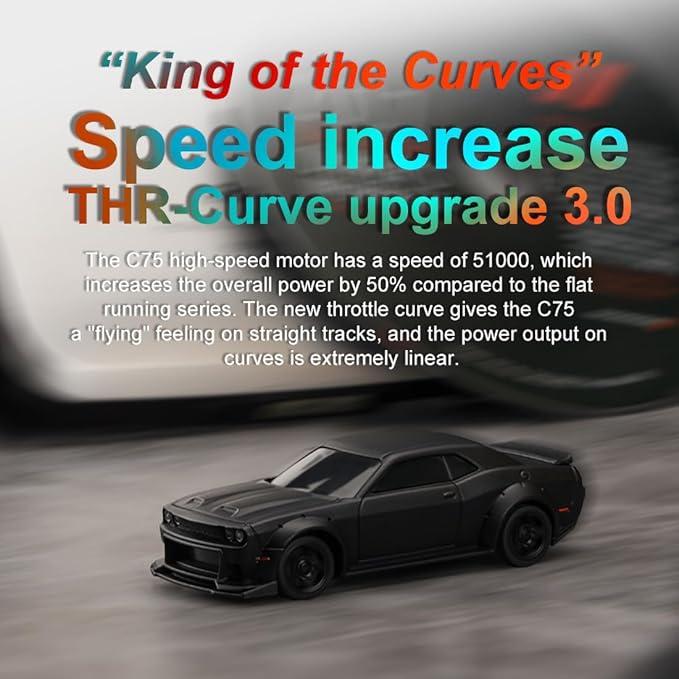 TurboRC 1:76 Mini Sports Car 4CH 2.4GHZ Remote Control Full Proportional RTR Kit with 2 Replaceable Body Shell (C75-Black)